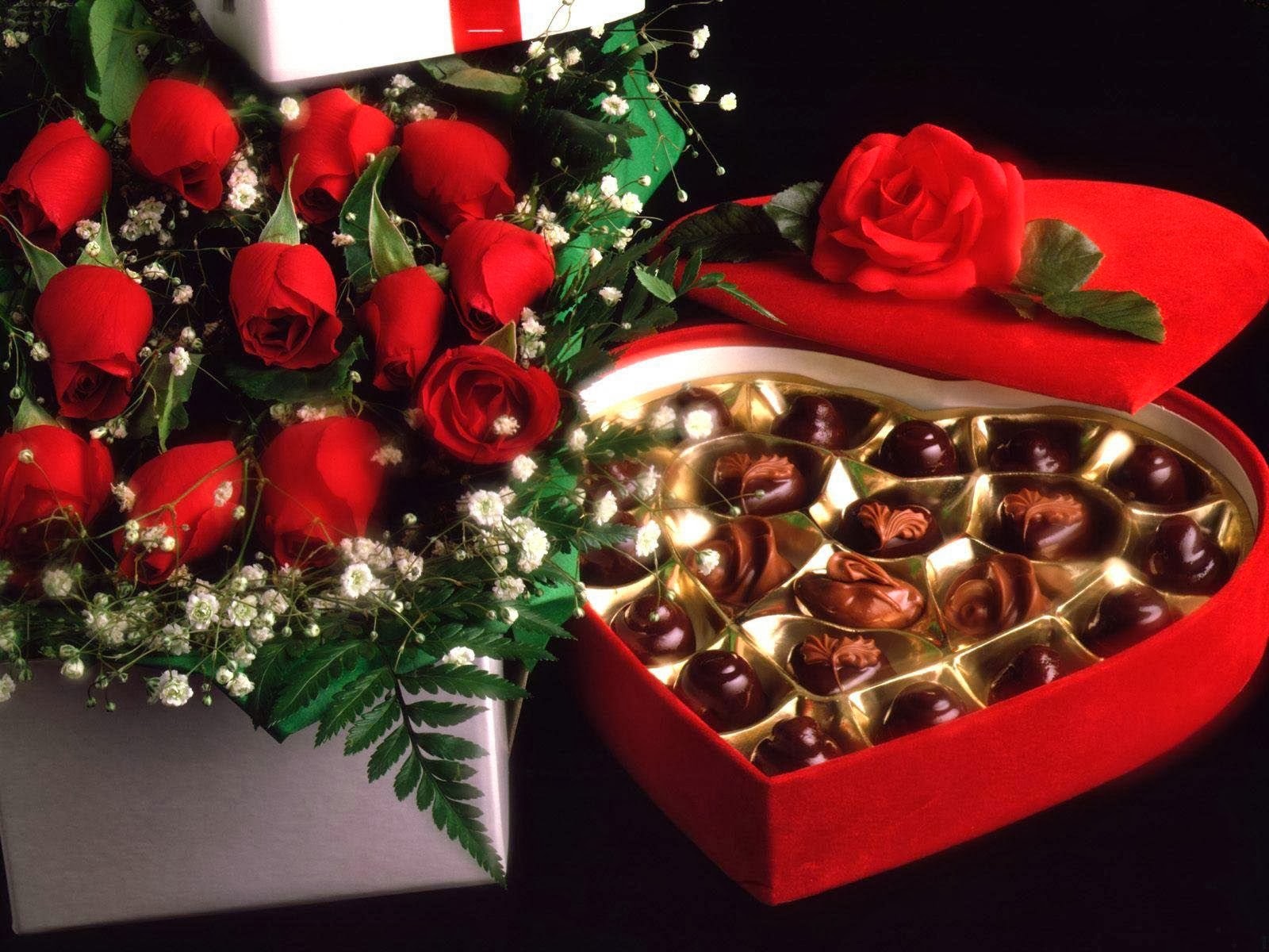 Ảnh socola và hoa hồng tặng người yêu